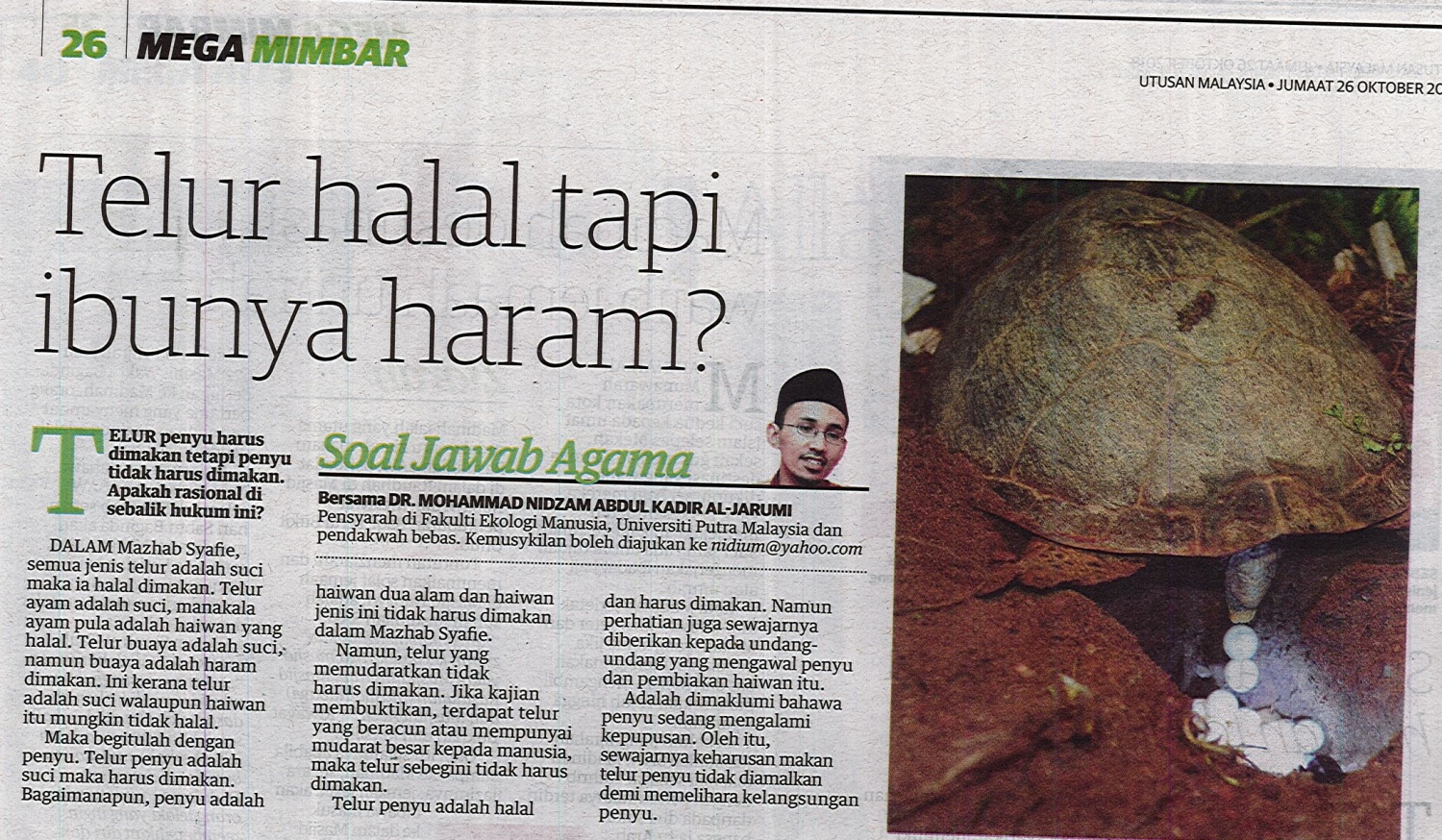 TELUR HALAL TAPI IBUNYA HARAM  Universiti Putra Malaysia